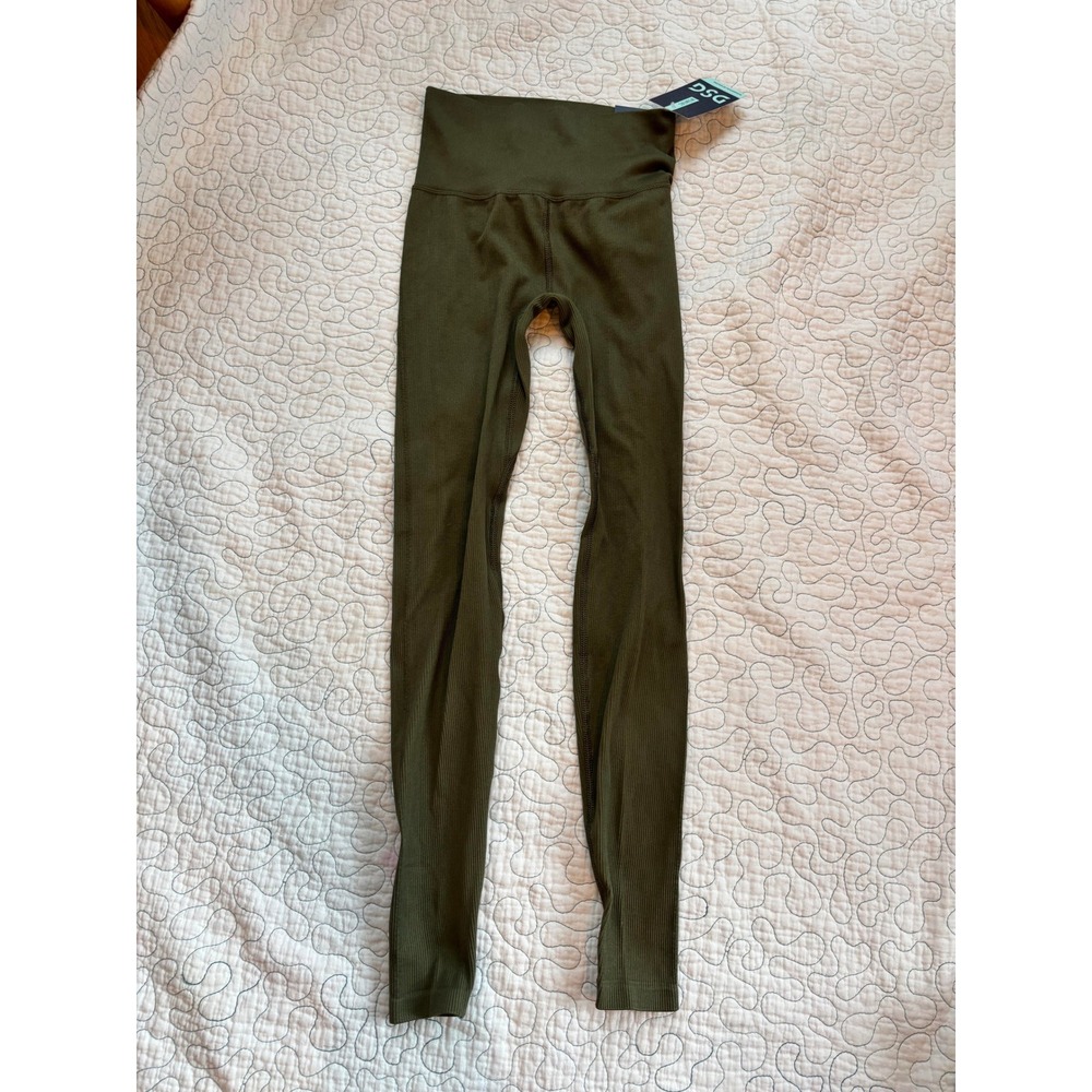 DSG Momentum‎ Seamless High Rise 7/8 Olive Green Ribbed Leggings Womens XXS